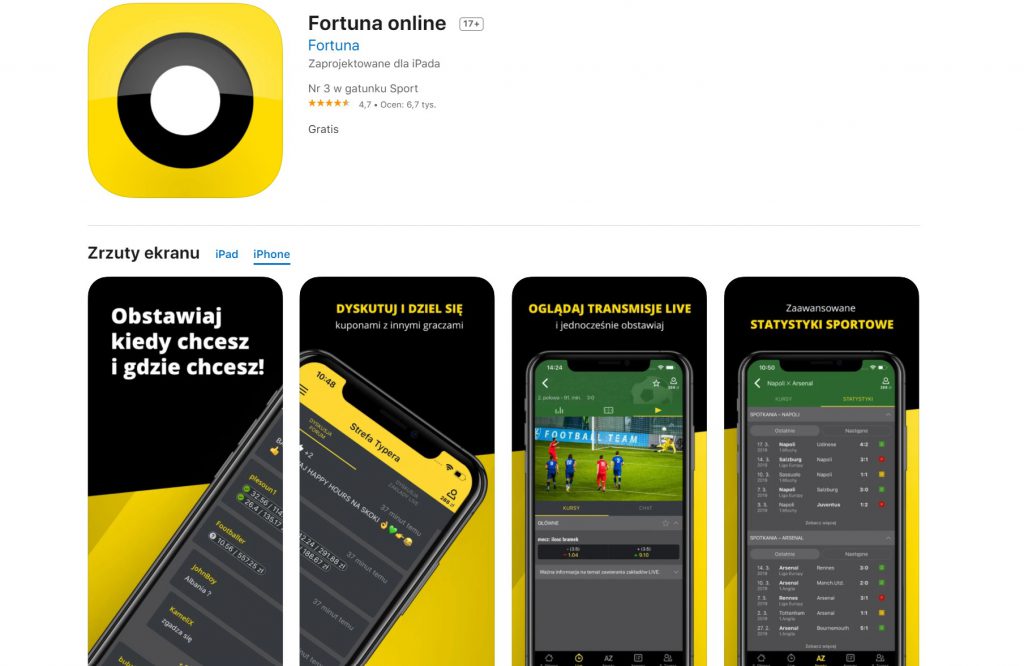 Aplikacja Fortuna w App Store